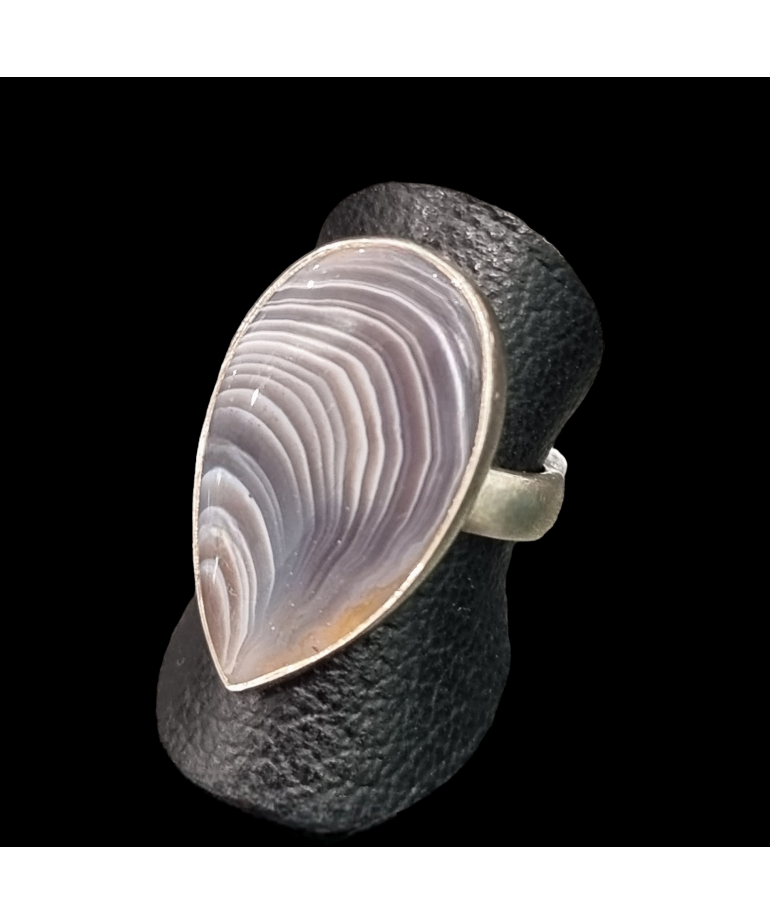 Bague Agate du Botswana Argent 925 Taille 55