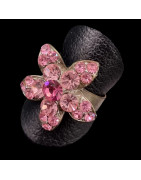 Bague Acier Zirconium Fleur Taille 62+