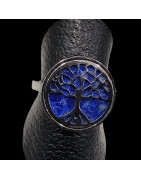 Bague Lapis-lazuli Arbre de vie Acier inox