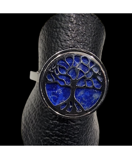 Bague Lapis-lazuli Arbre de vie Acier inox