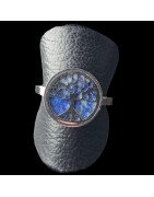 Bague Lapis-lazuli Arbre de vie Acier inox