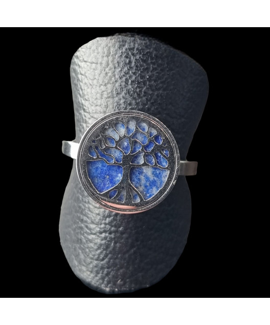 Bague Lapis-lazuli Arbre de vie Acier inox