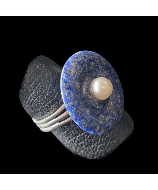 Bague Lapis-lazuli Acier inox Taille 60