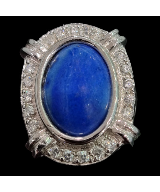 Bague Lapis-lazuli & Zirconium Argent 925 Taille 49+