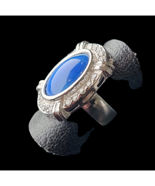 Bague Lapis-lazuli & Zirconium Argent 925 Taille 49+