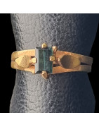 Bague tourmaline verte plaqué or Taille 56