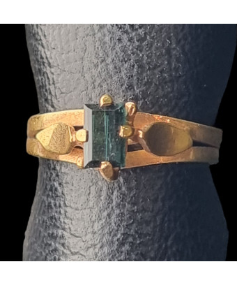 Bague tourmaline verte plaqué or Taille 56