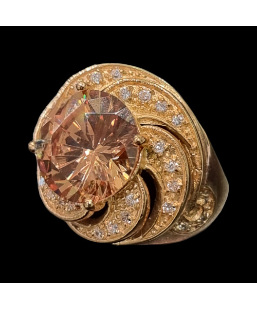 Bague Zirconium Bronze plaqué or Taille 56