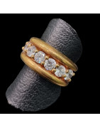Bague Anneau Zirconium Bronze plaqué or Taille 55