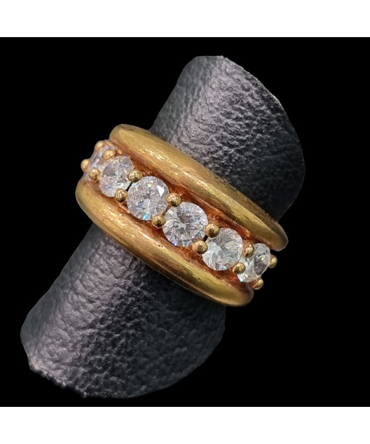 Bague Anneau Zirconium Bronze plaqué or Taille 55