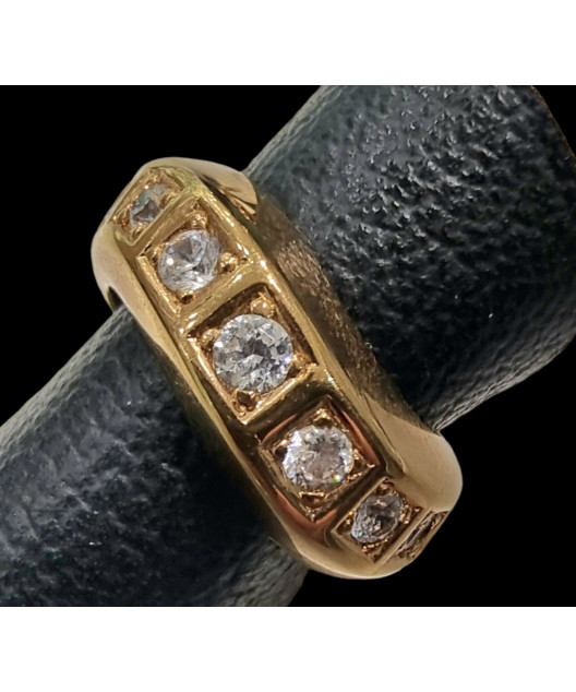 Bague Anneau Zirconium Bronze plaqué or Taille 52
