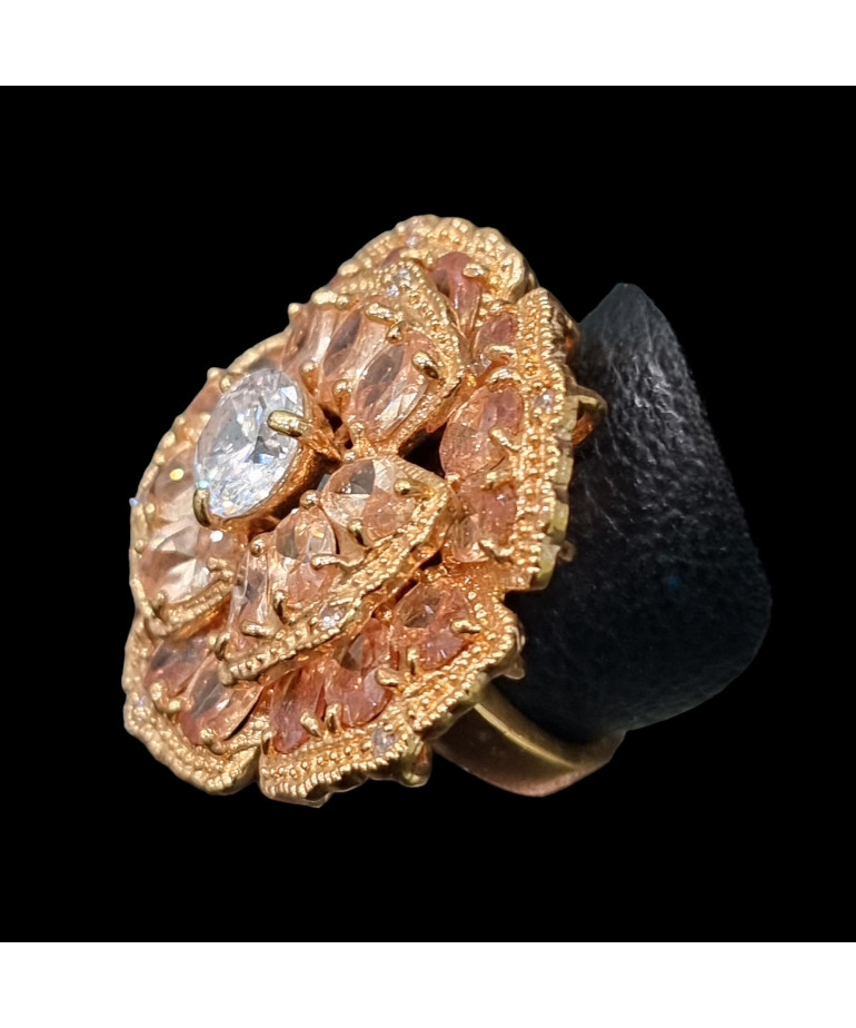 Bague Zirconium Bronze plaqué or Taille 56