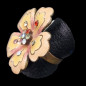 Bague Bakélite & Zirconium Fantaisie Fleur Taille 54+