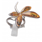 Bague Ambre baltique Libellule Argent 925 Taille 51+