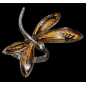 Bague Ambre baltique Libellule Argent 925 Taille 51+
