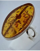 Bague Ambre baltique Argent 925 Taille 60+