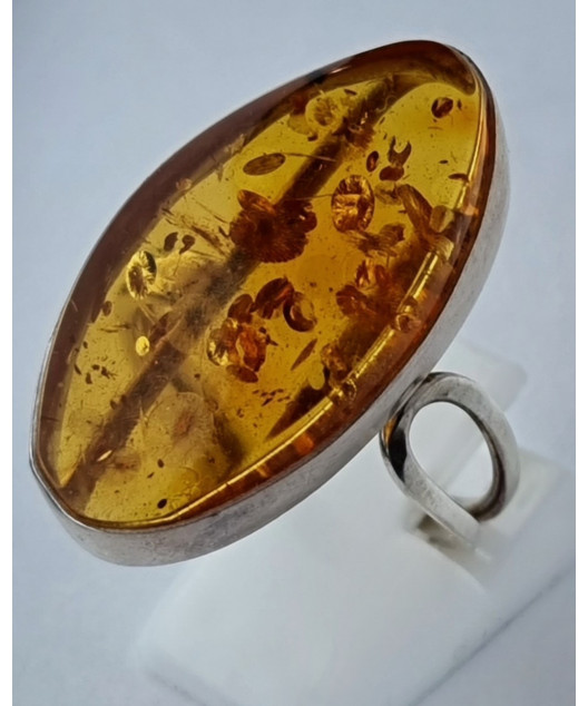 Bague Ambre baltique Argent 925 Taille 60+