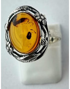 Bague Ambre baltique Argent 925 Taille 55