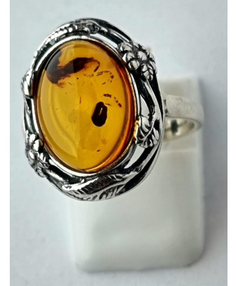 Bague Ambre baltique Argent...