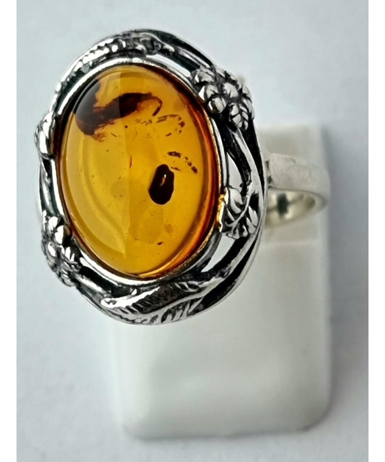 Bague Ambre baltique Argent 925 Taille 55