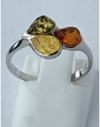 Bague Ambre baltique & végétale Argent 925 Taille 53