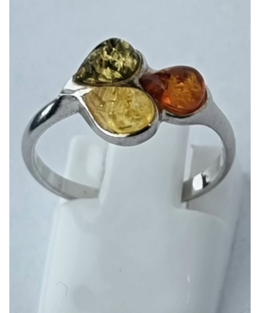 Bague Ambre baltique & végétale Argent 925 Taille 53