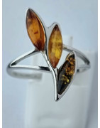 Bague Ambre baltique Feuille Argent 925 Taille 54