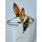 Bague Ambre baltique Feuille Argent 925 Taille 54