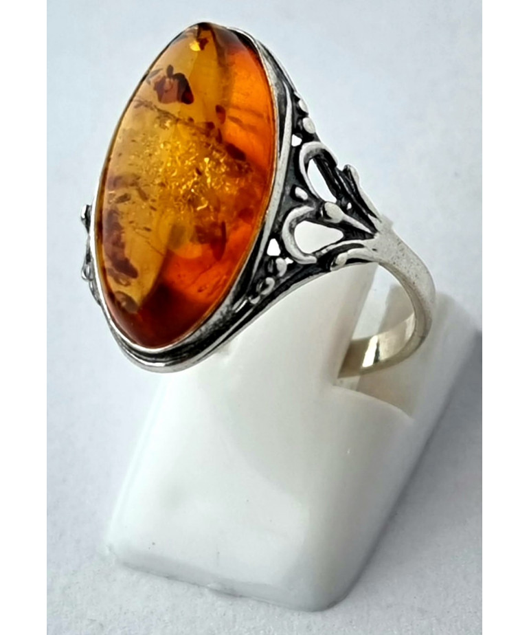 Bague Ambre baltique Argent 925 Taille 58