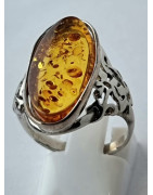 Bague Ambre baltique Argent 925 Taille 60