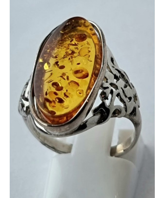 Bague Ambre baltique Argent...