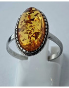 Bague Ambre baltique Argent 925 Taille 58