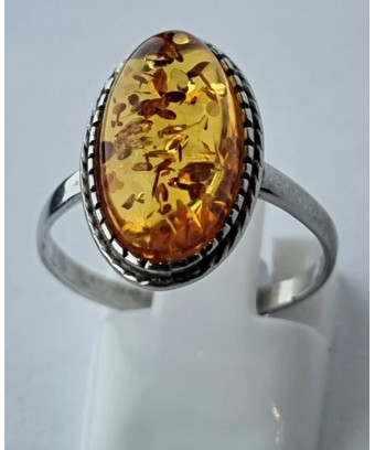 Bague Ambre baltique Argent...