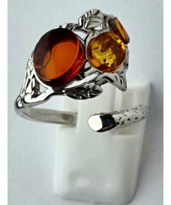 Bague Ambre baltique Argent...