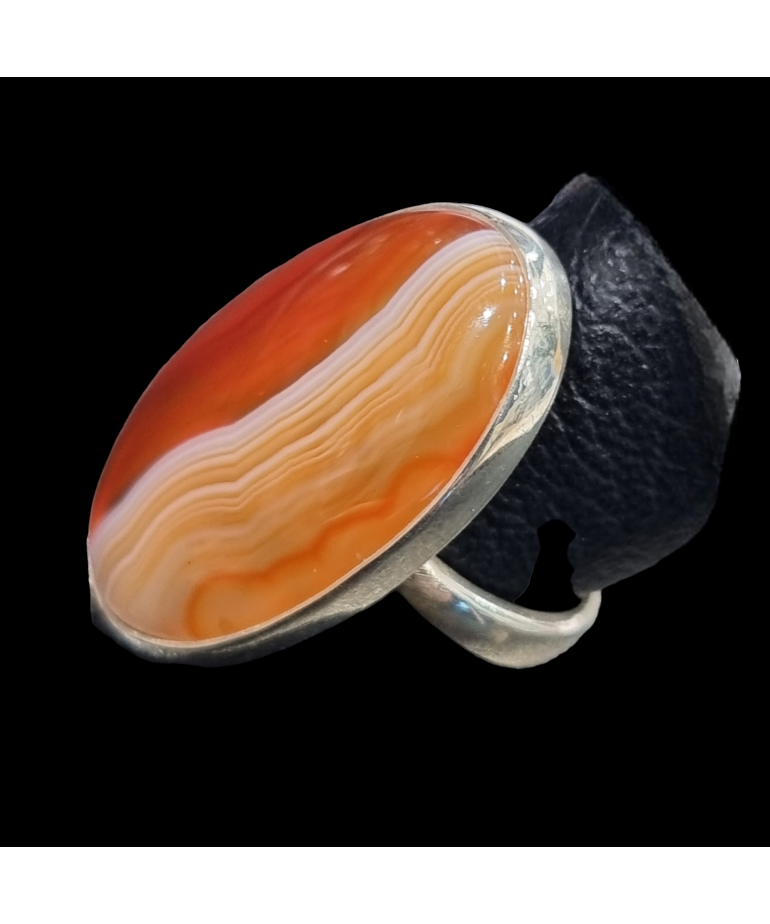 Bague Agate du Botswana Argent 925 Taille 58