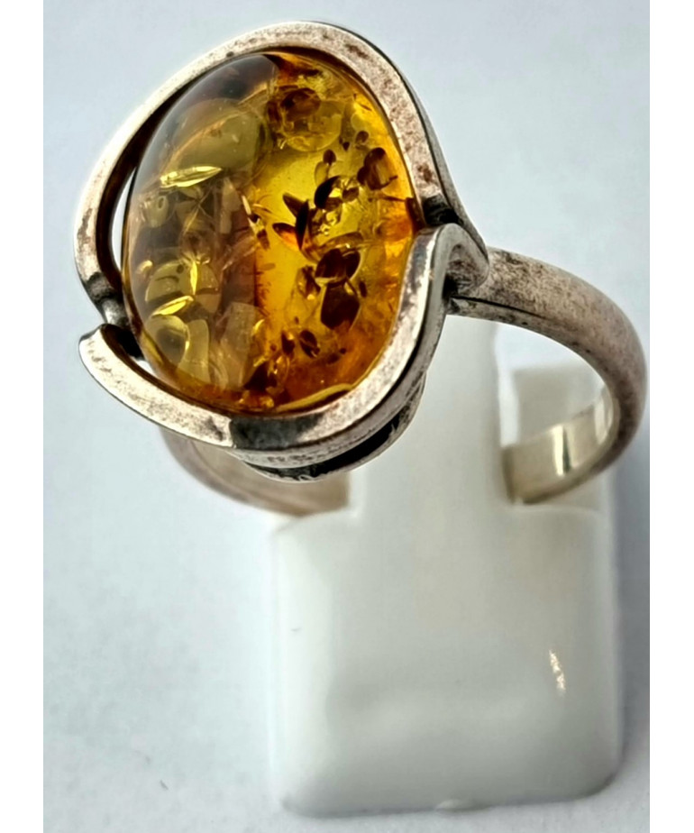 Bague Ambre baltique Argent 925 Taille 59