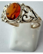 Bague Ambre baltique Argent 925 Taille 58