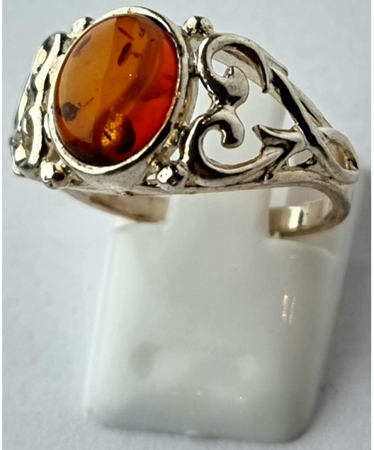 Bague Ambre baltique Argent 925 Taille 58