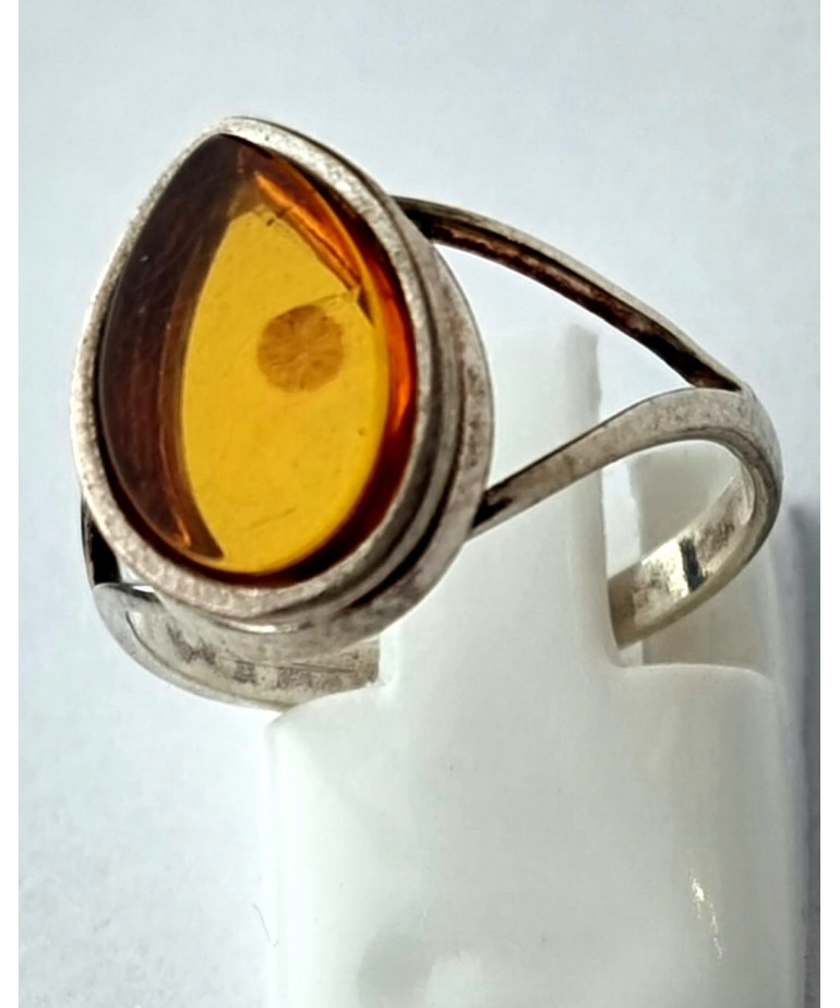 Bague Ambre baltique Argent 925 Taille 57