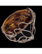 Bague Ambre baltique Argent 925 Taille 57