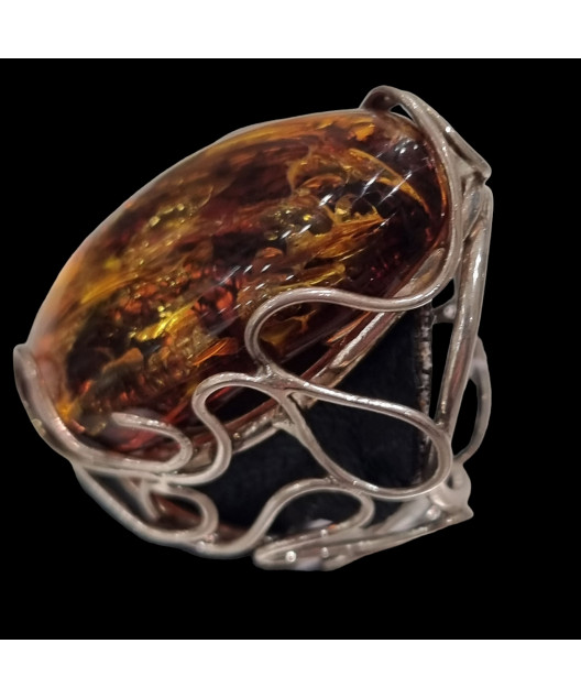 Bague Ambre baltique Argent 925 Taille 57
