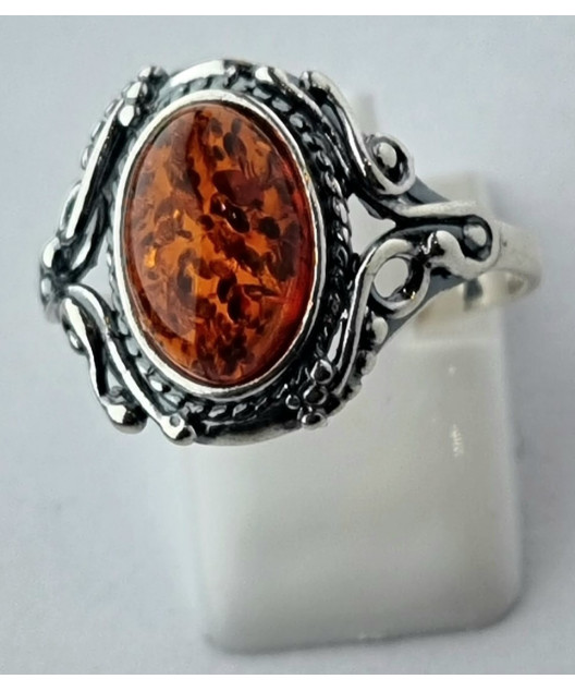 Bague Ambre baltique Argent 925 Taille 62