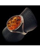 Bague Ambre baltique Argent 925 Taille 56