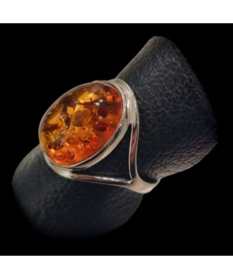 Bague Ambre baltique Argent...