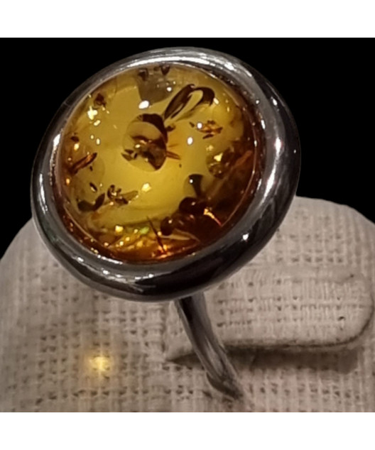 Bague Ambre baltique argent 925 Taille 56