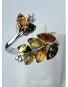 Bague Ambre baltique Feuille Argent 925 Taille 54