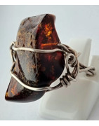 Bague Ambre baltique Argent 925 Taille 49