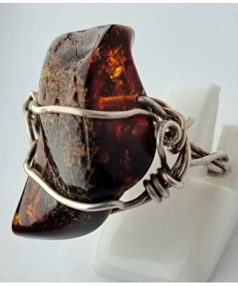 Bague Ambre baltique Argent 925 Taille 49