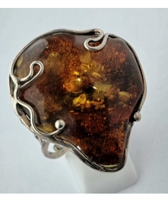 Bague Ambre baltique Argent 925 Taille 56