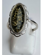Bague Ambre Vert argent 925 Taille 56